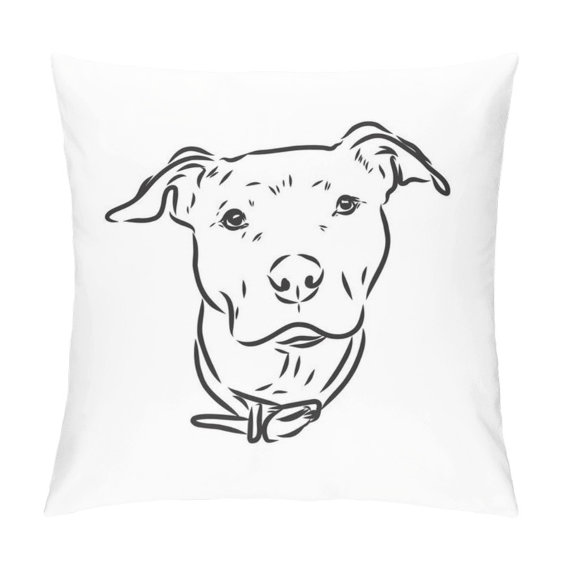 Personality  Vector Sketch Drawing Pitbull Barking Pit Bull Terrier Dog Vector Pillow Covers