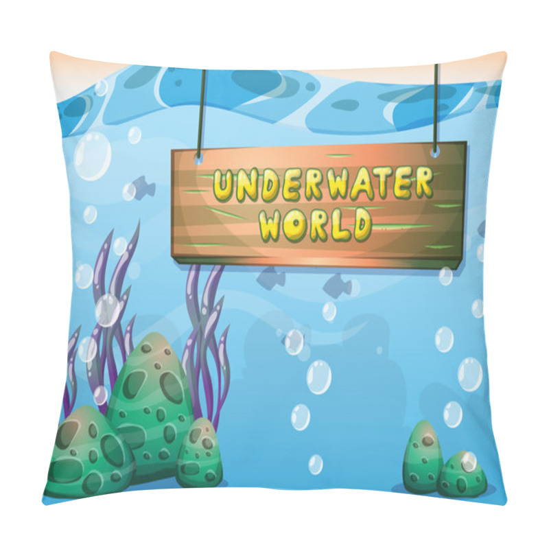 Personality  Cartoon Vector Underwater Background With Separated Layers For Game Art And Animation Pillow Covers