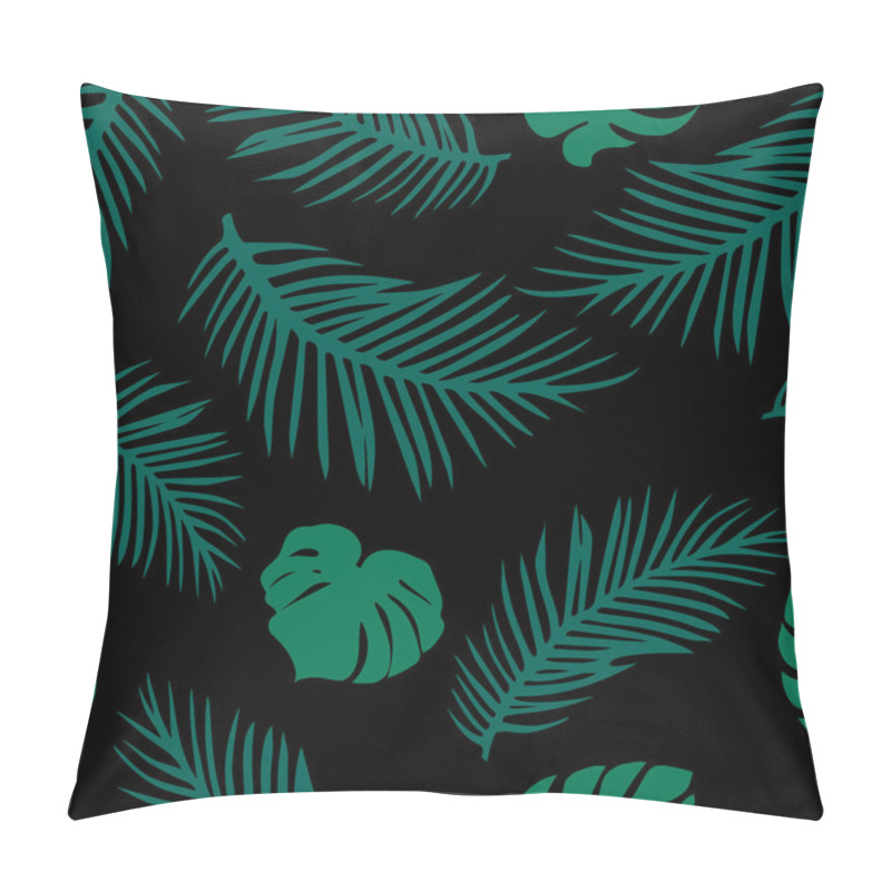 Personality  Trendy Modern Background With Palm And Monstera Leaves. Pillow Covers