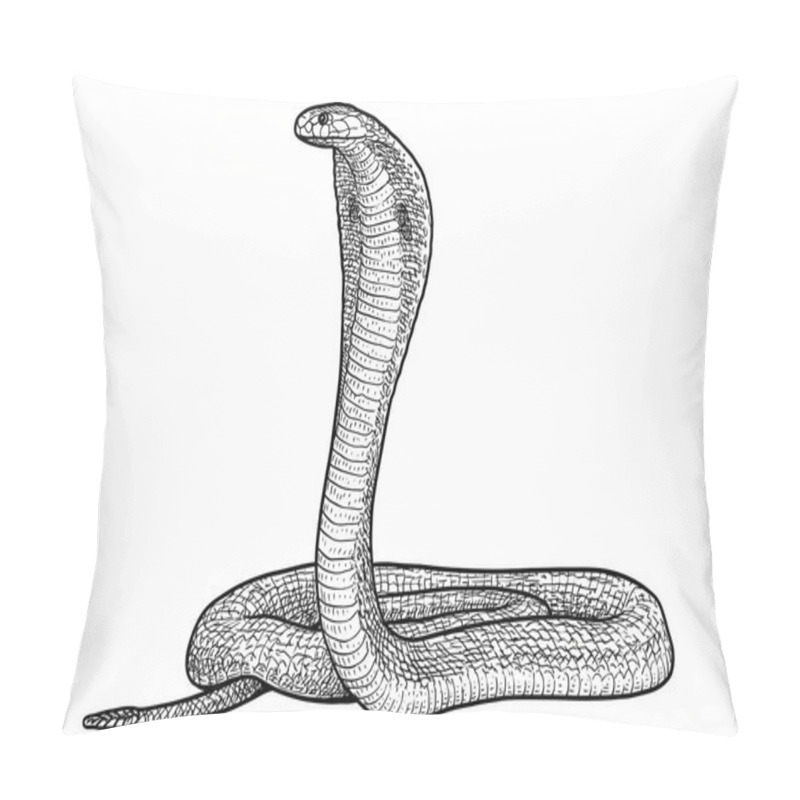 Personality  Indian Cobra Illustration, Drawing, Engraving, Ink, Line Art, Vector Pillow Covers