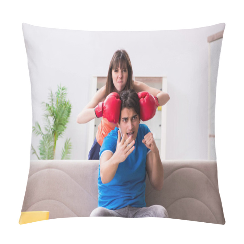 Personality  Wife Unhappy That Husband Is Watching Boxing Pillow Covers