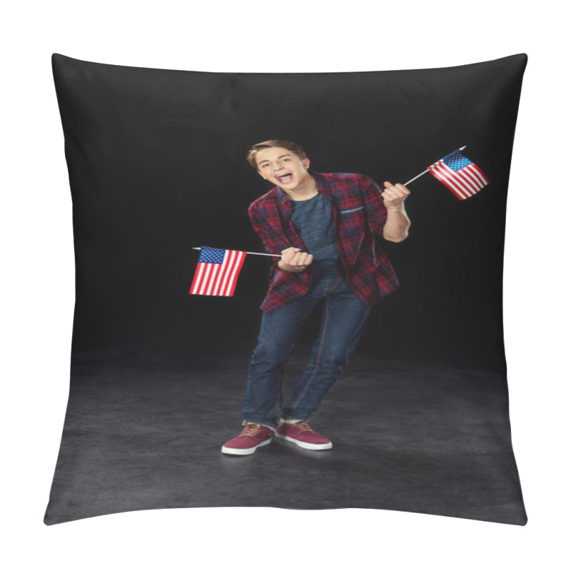 Personality  Teen Boy With Usa Flags Pillow Covers