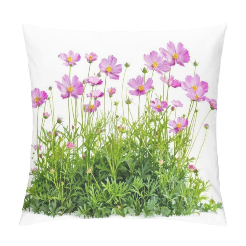 Personality  Vibrant Pink Cosmos Flowers Blooming Amidst Lush Green Foliage. Pillow Covers