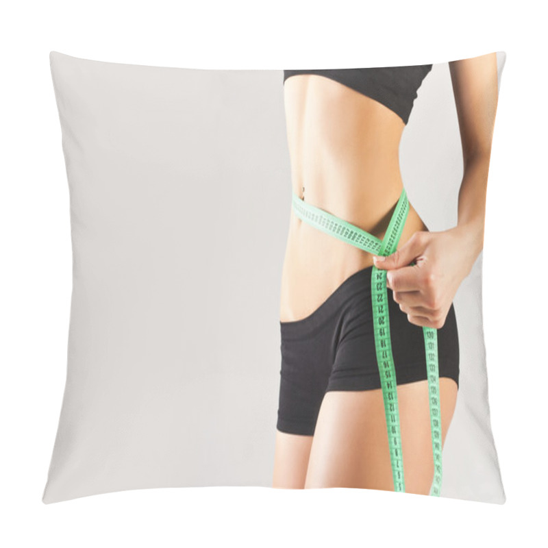 Personality  Woman Measuring Perfect Body, Concept Pillow Covers