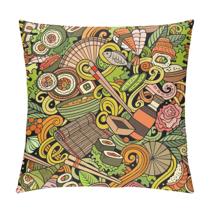 Personality  Cartoon Cute Doodles Hand Drawn Japan Food Seamless Pattern Pillow Covers