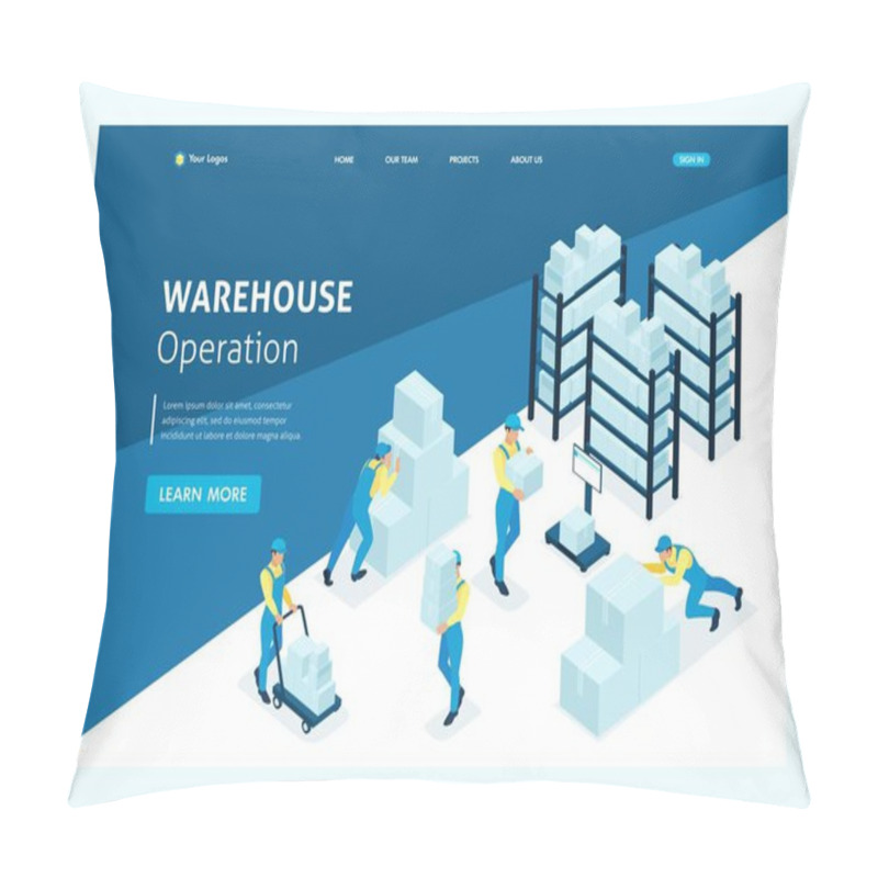 Personality  Isometric Landing Page Large Warehouses  Pillow Covers