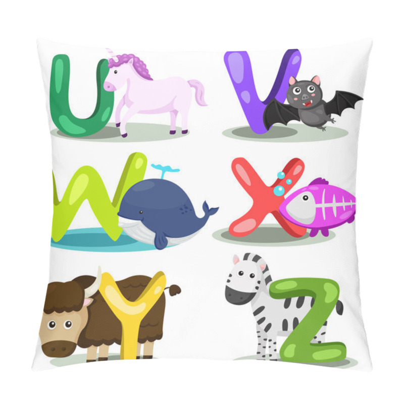 Personality  Illustrator Alphabet Animal LETTER - U,v,w,x,y,z Pillow Covers