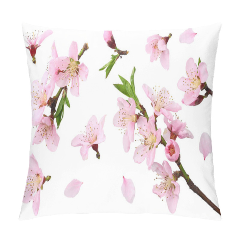 Personality  Peach Flowers Isolated On White Background. Top View  Pillow Covers