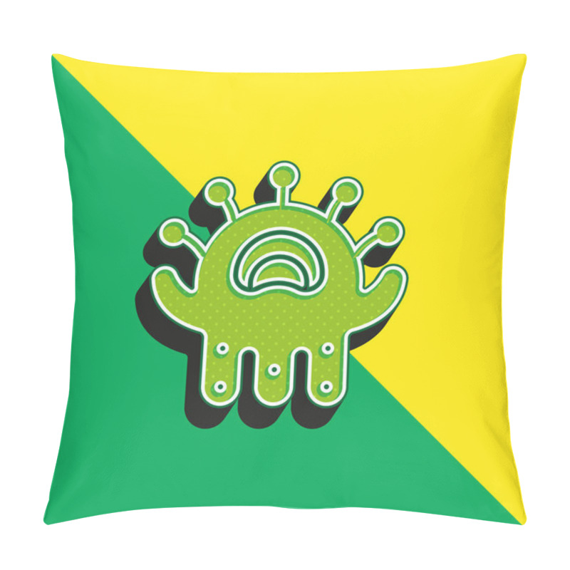 Personality  Alien Green And Yellow Modern 3d Vector Icon Logo Pillow Covers