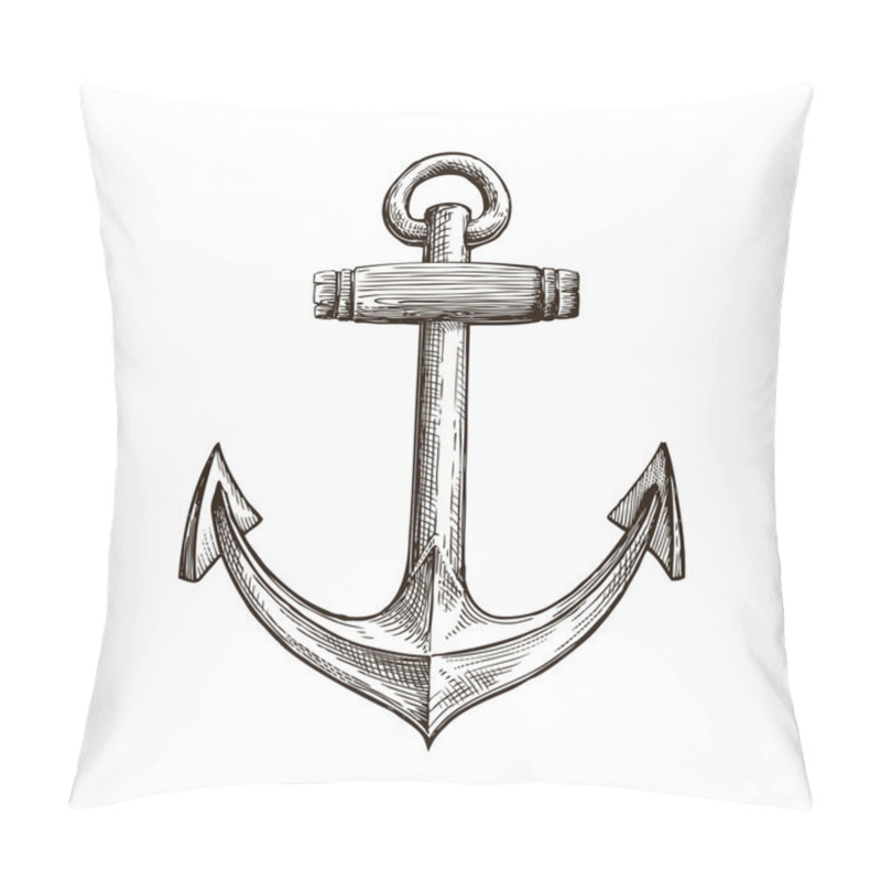 Personality  Hand Drawn Sketch Anchor. Vector Illustration Pillow Covers