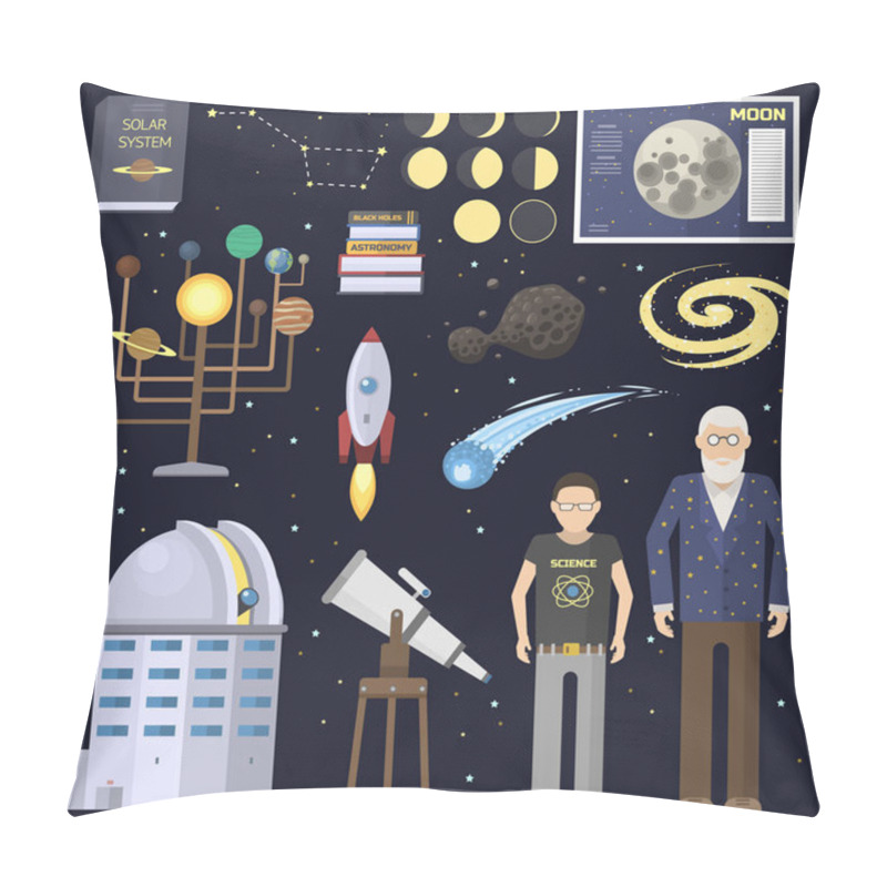 Personality  Astronomy Icons Stickers Vector Set. Pillow Covers