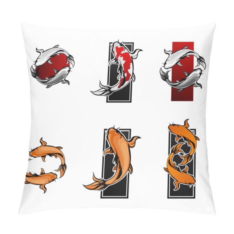 Personality  Koi Fish Symbols Set Pillow Covers