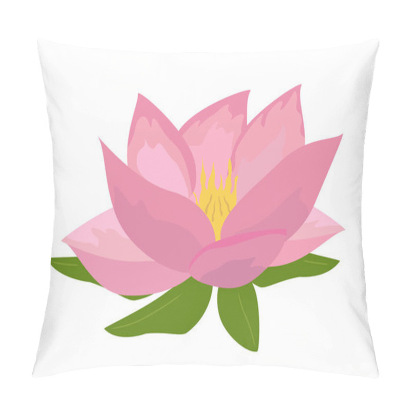 Personality  Lotus Aquatic Plant. Bloom And Blossom Flower. Pink Water Lilly. Beauty, Elegance And Aesthetics. Poster Or Banner For Website. Cartoon Flat Vector Illustration Isolated On White Background Pillow Covers