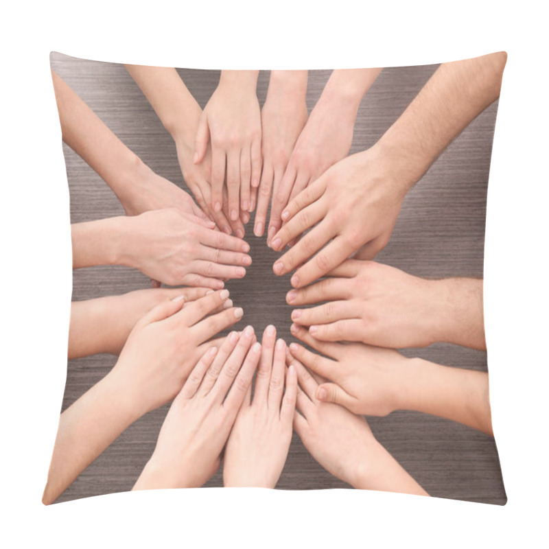 Personality  Group Of People Putting Hands Together Pillow Covers