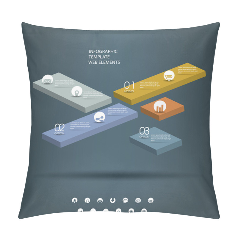 Personality  Colroful Infographic Elements With Various Icons Suitable For Infographics, Web Layout, Presentations, Etc. Pillow Covers