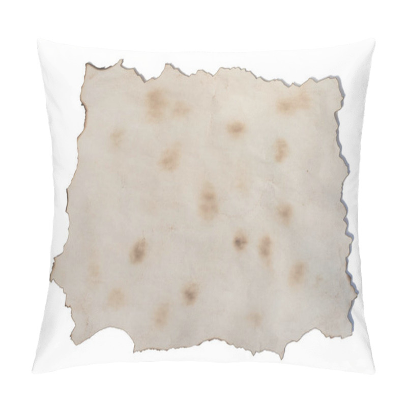 Personality  Blank Sheet Of Old Paper With Jagged Scorched Edges On White Background. Pillow Covers