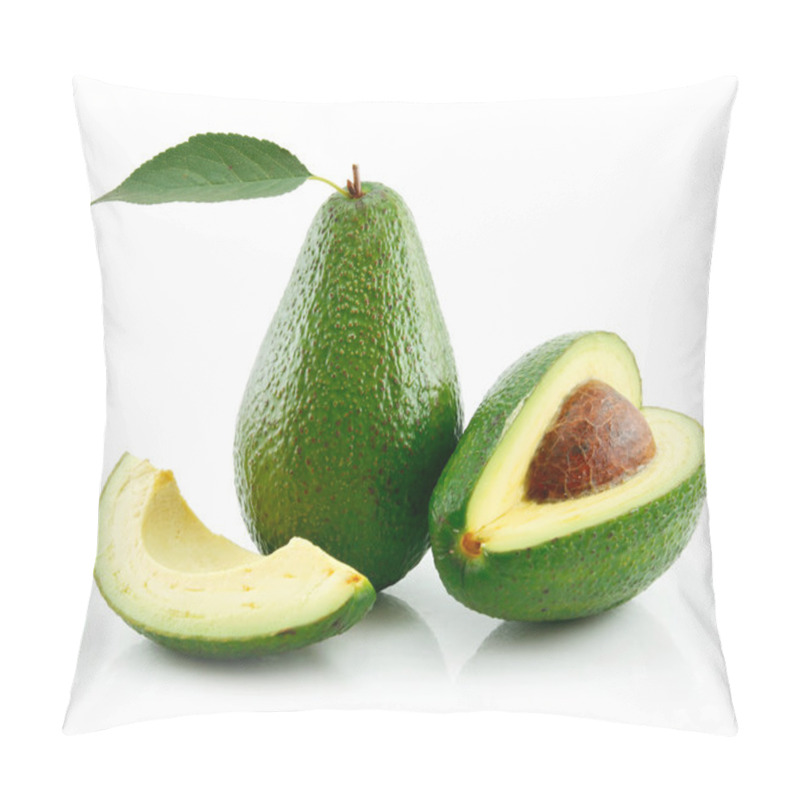 Personality  Ripe Avocado With Green Leaf Isolated On Pillow Covers