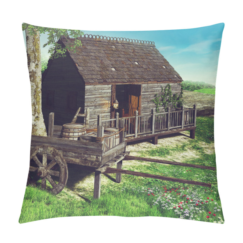 Personality  Old Shed And A Wooden Cart Pillow Covers