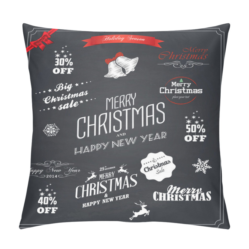 Personality  Christmas Set Labels, Emblems And Decorative Elements - Chalkboa Pillow Covers