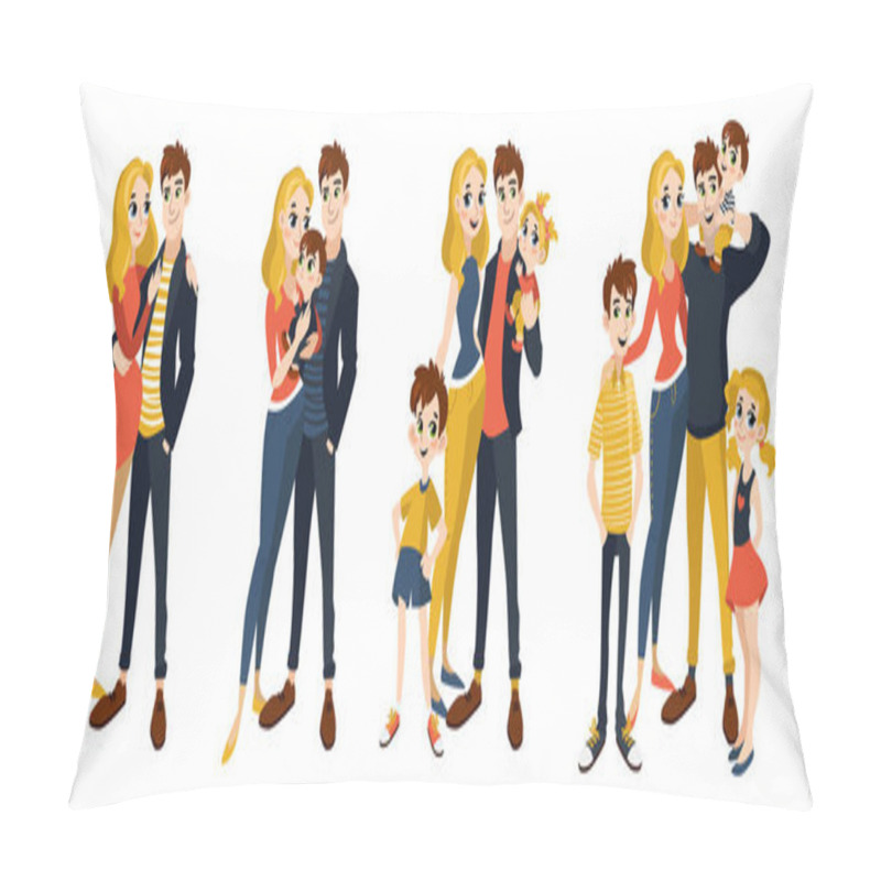 Personality  Family Set With Mom, Dad, Kids. Pillow Covers