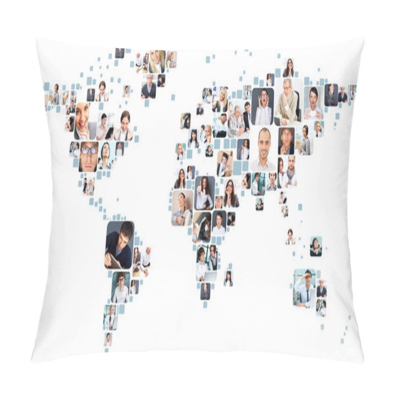 Personality  Collection Of Different Portraits Placed As World Map Shape Pillow Covers