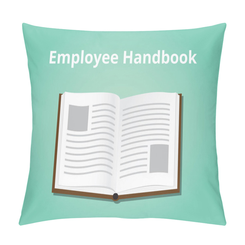 Personality  Employee Handbook Illustration With Books Open And Text On Top Pillow Covers