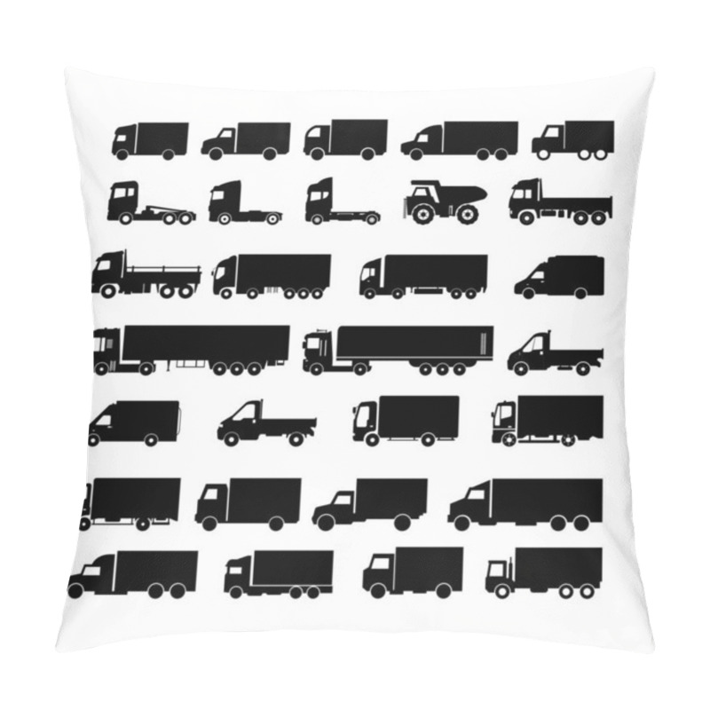 Personality  Set Of Black Silhouettes Of Trucks Pillow Covers