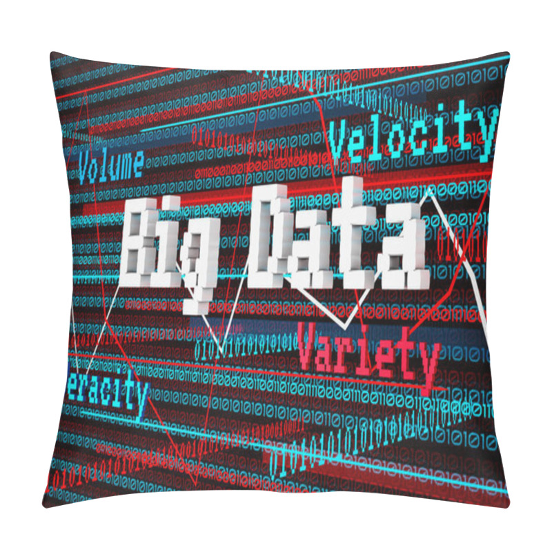 Personality  Abstract 3d Render Big Data, Volume, Velocity, Variety, Veracity Pillow Covers