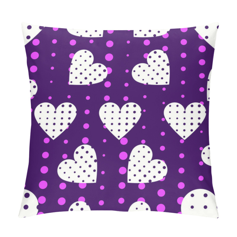 Personality  Seamless Pattern With Hearts And Dots In A Pop Art Style. Vector Pillow Covers