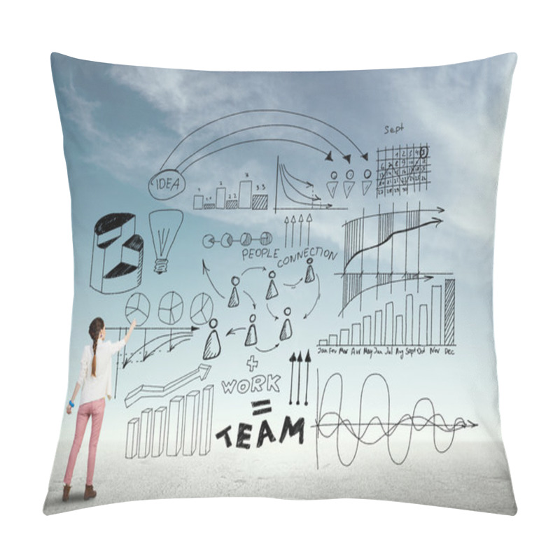 Personality  Girl Drawing Infograph Sketches Pillow Covers