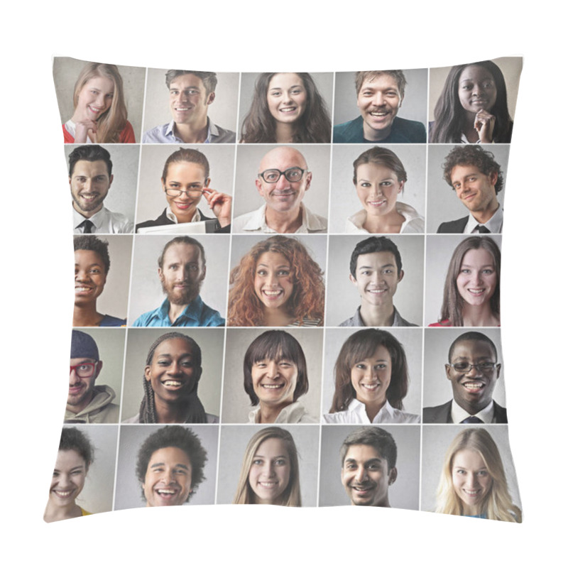 Personality  Collage Of Different People's Portraits Pillow Covers