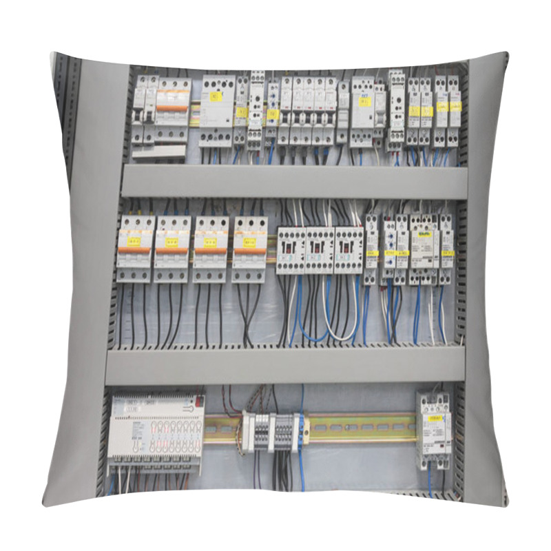 Personality  SAMOBOR, CROATIA - JANUARY 09, 2015: Cabinet With Siemens And Schrack Electrical Installations. Siemens And Schrack Are One Of The Best Known Manufacturers Of Electrical Installation And Electrical Switches. Pillow Covers