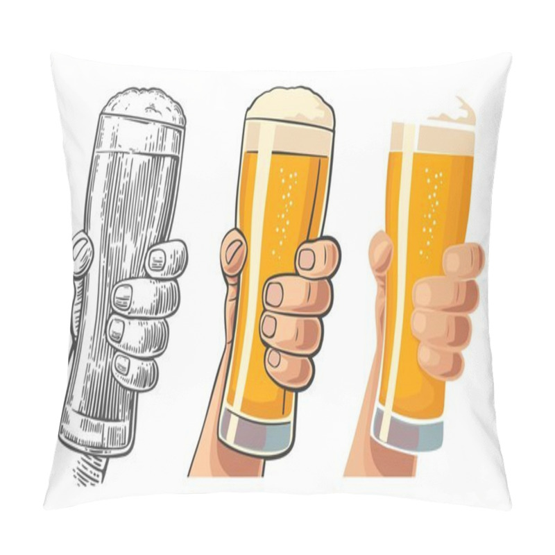 Personality  Male Hand Holding A Beer Glass. Pillow Covers