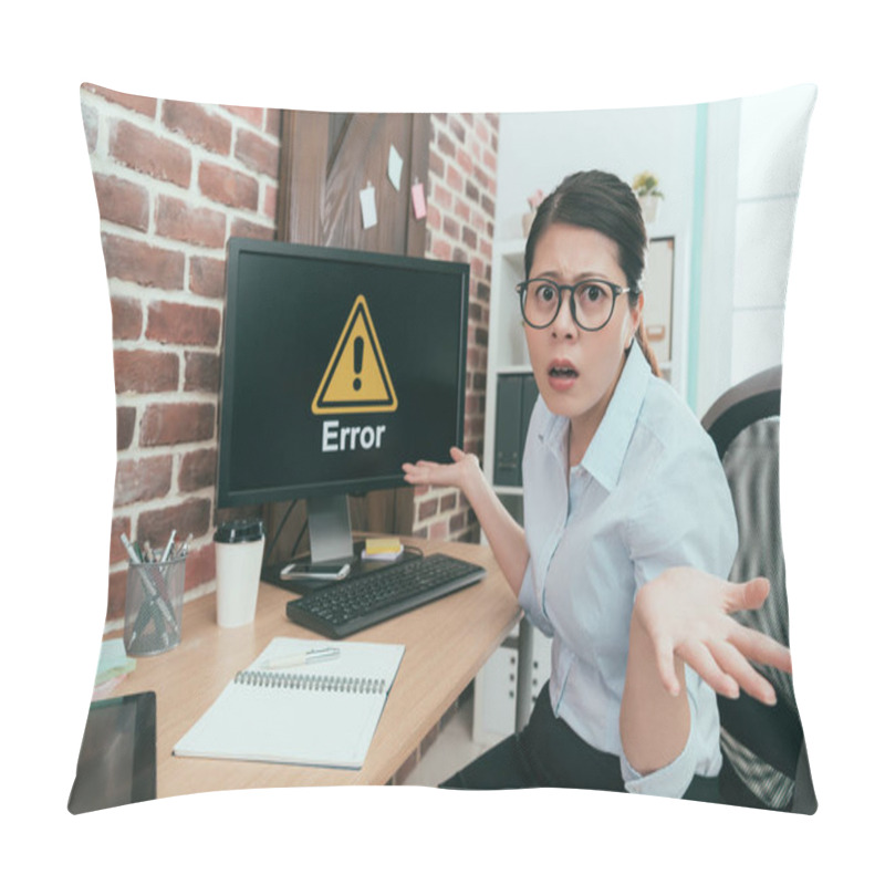 Personality  Woman Looking At Camera Showing Confused Posing Pillow Covers