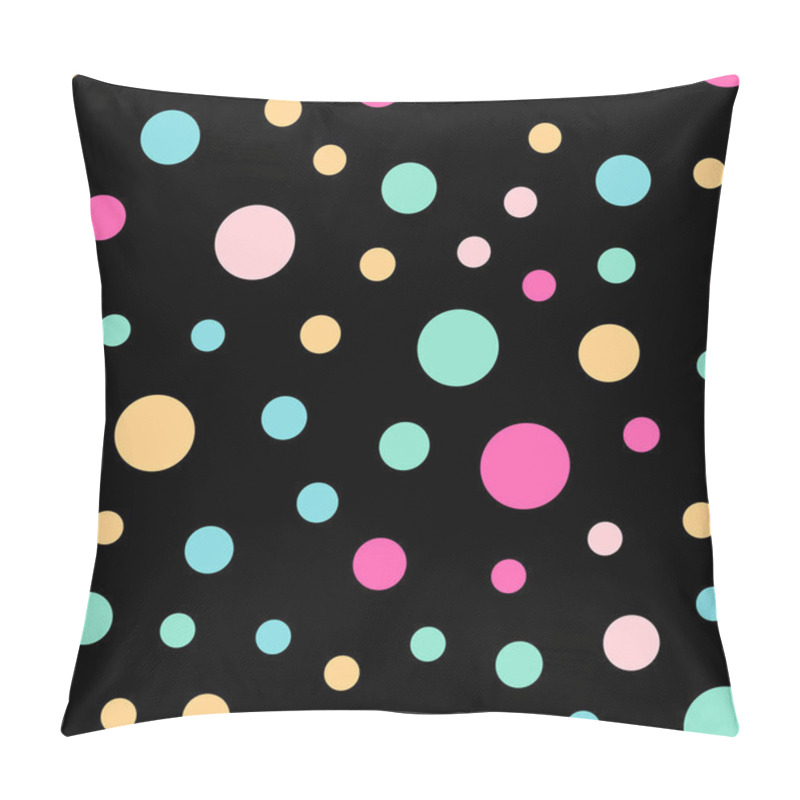 Personality  Colorful Polka Dots Seamless Pattern On Black 3 Background Fetching Classic Colorful Polka Dots Pillow Covers