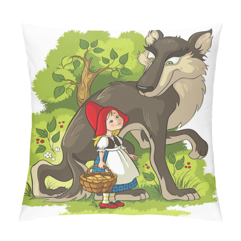 Personality  Little Red Riding Hood And Wolf In The Forest. Also Available Outlined Version Pillow Covers