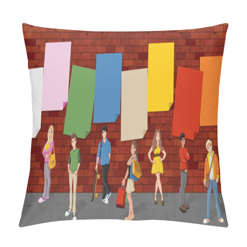 Personality  Group Of Cartoon Teenagers Pillow Covers