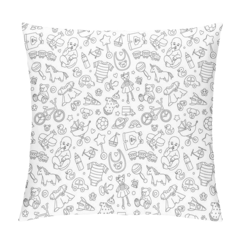 Personality  Baby Goods Store Seamless Background Pattern Newborn Products And Toys. Pillow Covers