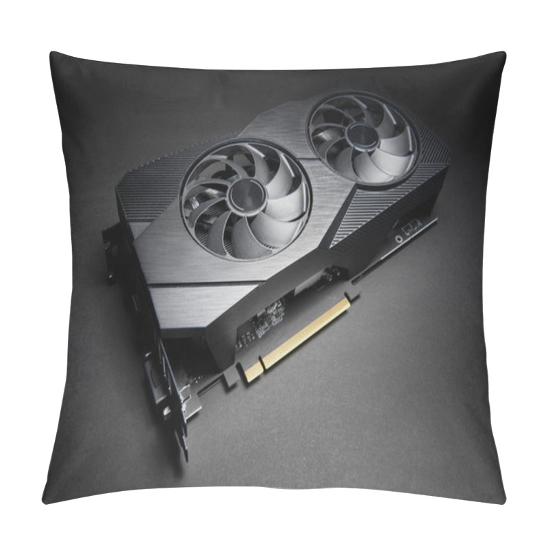 Personality  Modern Black Computer Video Card On A Black Background, Deep Shadows And Contrasting Light, One Object Close View, Electronic Device Or Computer Part Pillow Covers