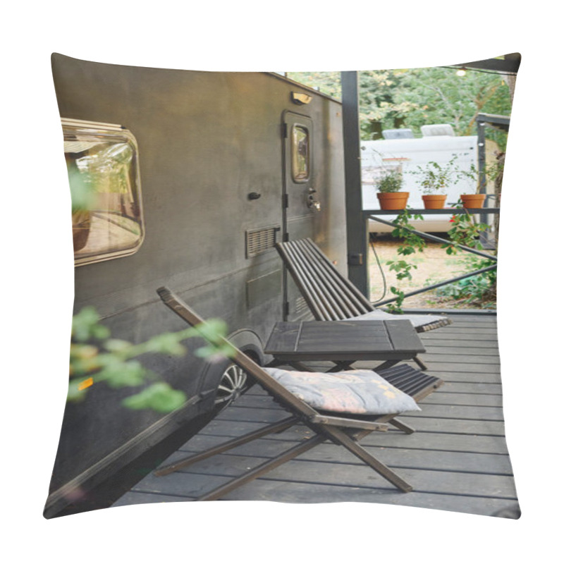 Personality  A Lone Chair Resting On A Wooden Deck, Offering A Moment Of Peaceful Solitude And Contemplation. Pillow Covers