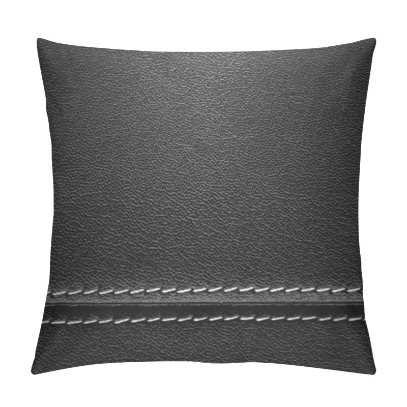 Personality  Black Leather Texture With Stitch Pillow Covers