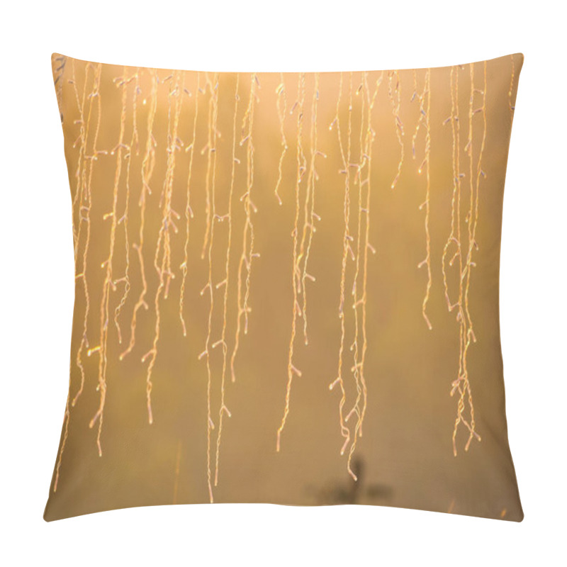 Personality  Golden Hour Fairy Lights: Enchanting String Lights Illuminating A Warm Sunrise Glow Pillow Covers