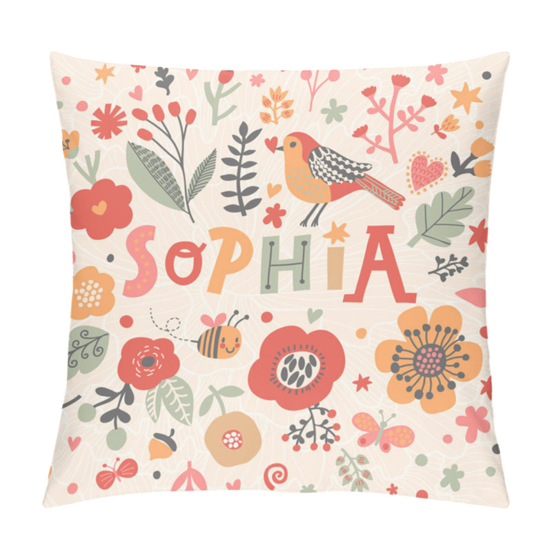 Personality  Beautiful Floral Card With Name Sophia Pillow Covers