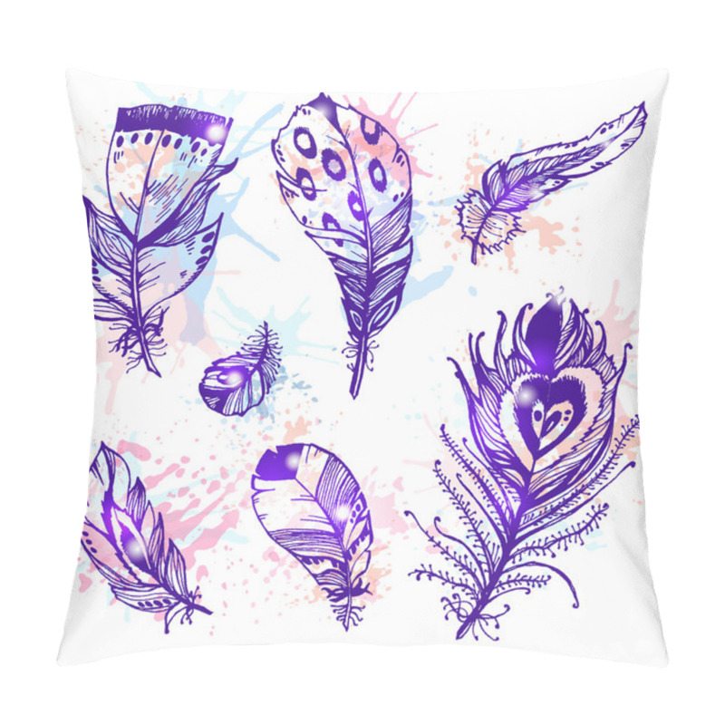 Personality  Hand Drawn Bird Feathers  Pillow Covers