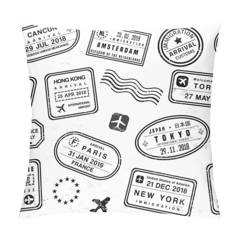 Personality  Travel Stamps - Vector Graphics Pillow Covers