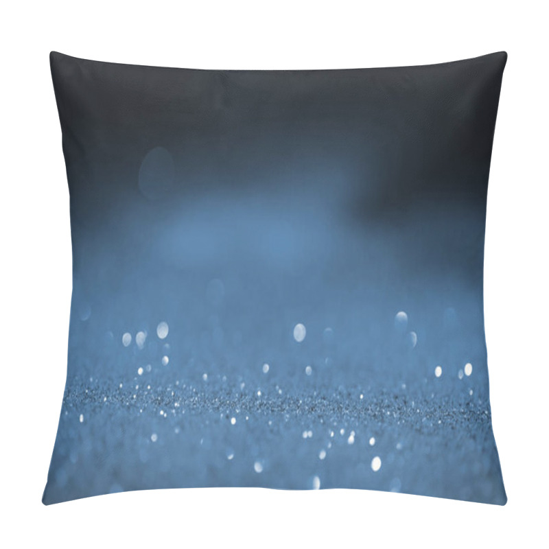 Personality  Blurred Blue Glowing Glitter On Black Background Pillow Covers