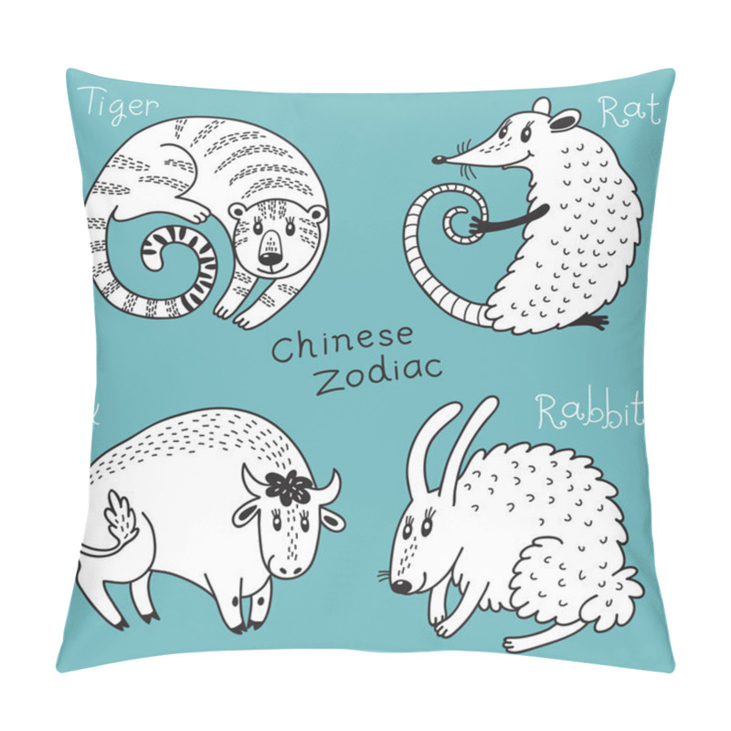 Personality  Set Of The Chinese Zodiac Signs Pillow Covers