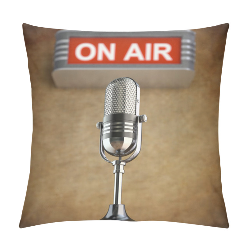 Personality  Retro Microphone In The Old Studio With On Air Sign Pillow Covers