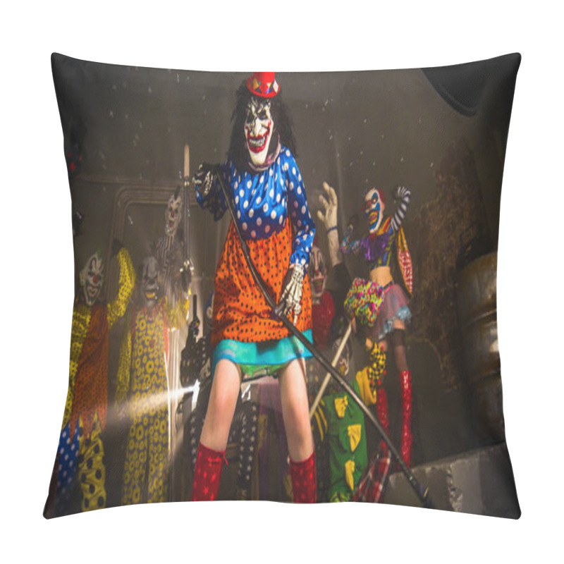 Personality  Clown Dancing With Scythe, Scary Clowns Halloween Party Concept Pillow Covers