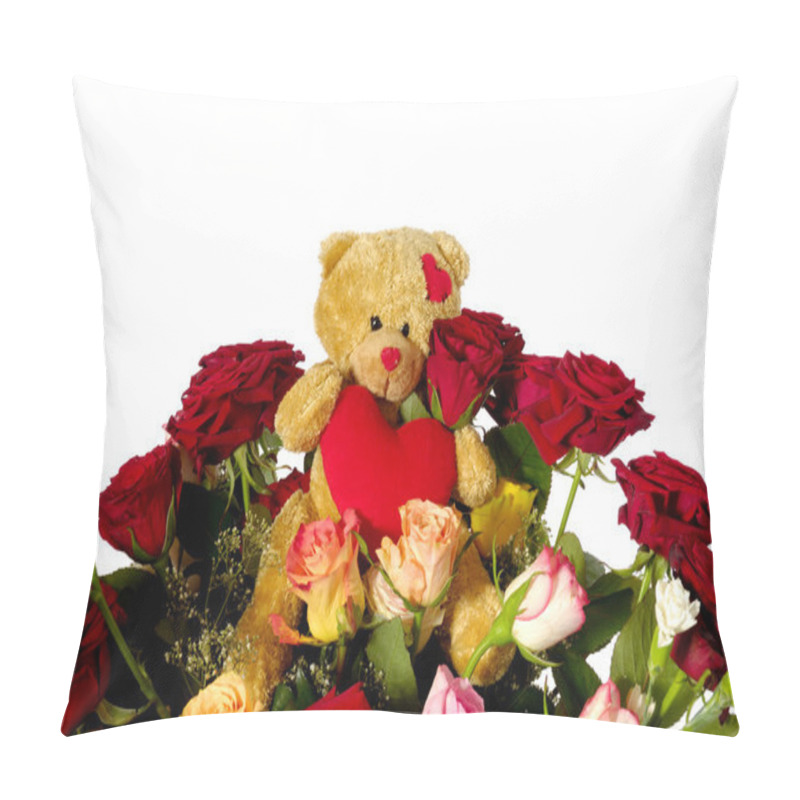 Personality  Teddy Bear And Roses Pillow Covers